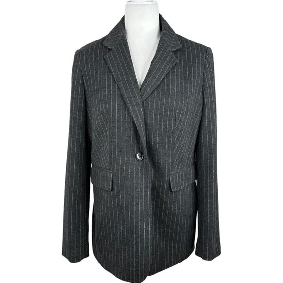 Tommy Hilfiger Women's Gray Striped Minimalist One Button Career Blazer 10/C40 - Picture 1 of 12